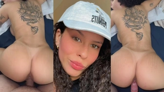 Mariele Sampaio fodendo sem camisinha e gozando na piroca de quatro