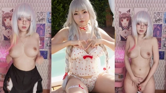 Mayumin porno amador batendo siririca com cosplay de hentai