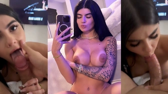 Thaissa Fit pagando boquete guloso e bebendo a porra do gordinho