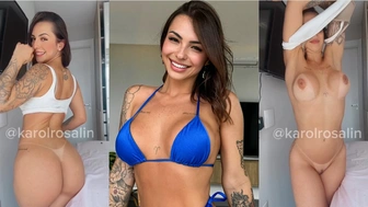 Karol Rosalin nua masturbando a buceta e mostrando os peitos grandes