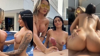 Clara DalCol e Mari Reis fodendo com amigo roludo