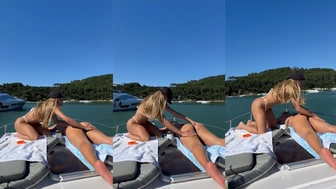 Gatas brasileiras peladas e cheias de tesão se exibindo em um barco