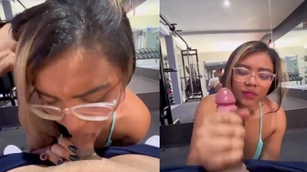 Flagra amador gata fitness chupando personal dotado na academia