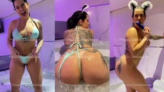 Camila Becker caiu na net na banheira gozando com consolo na xota