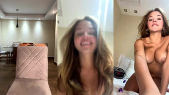 Brasileira Agnes Nunes masturbando xota com plug anal no cuzinho