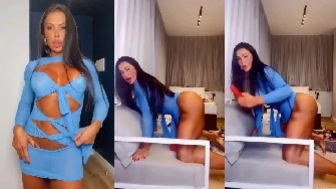 Gracyanne Barbosa dançando funk de vestido transparente sem calcinha