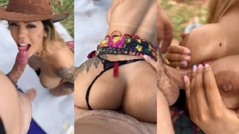 Shayenne Samara transando no jardim