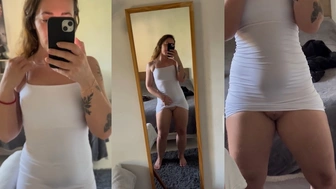Leticia Post novinha gostosa mostrando a buceta de vestido sem calcinha