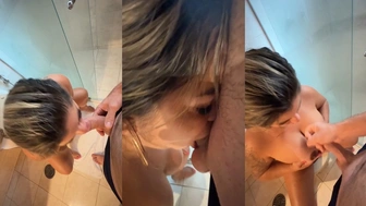 Juli Figueiro tomando uma gozada gostosa nos peitos depois do boquete