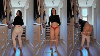 Erome Kerolay Chaves pelada provando várias roupas em casa