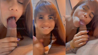 Bia Ruivinha porn chupando a pica do malandro com uma cara de safada