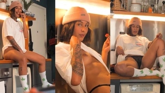 Ondejessiviu Onlyfans provocando seu macho só de calcinha na cozinha